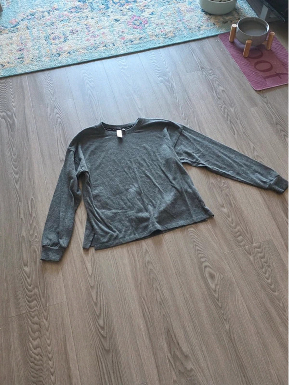 Joyspun Cozy Lounge Collection Gray Long Sleeve Pullover Sweatshirt Small
